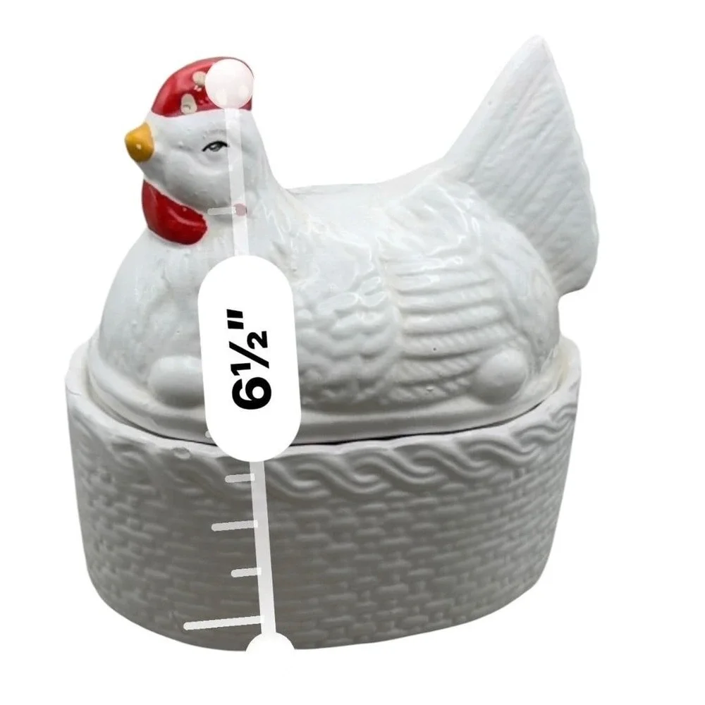 Vintage Gailstyn-Sutton Ceramic Hen on Nest Lidded Dish White Farmhouse Decor